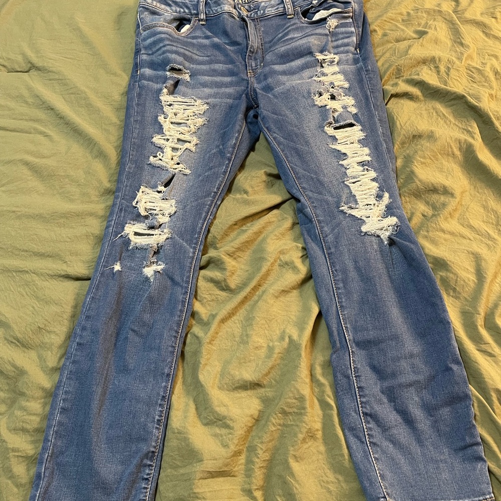 American Eagle Outfitters Ripped Blue Skinny Jeans